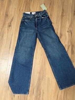 H&M Wide-Leg High-Rise Jeans - Dark Blue Denim